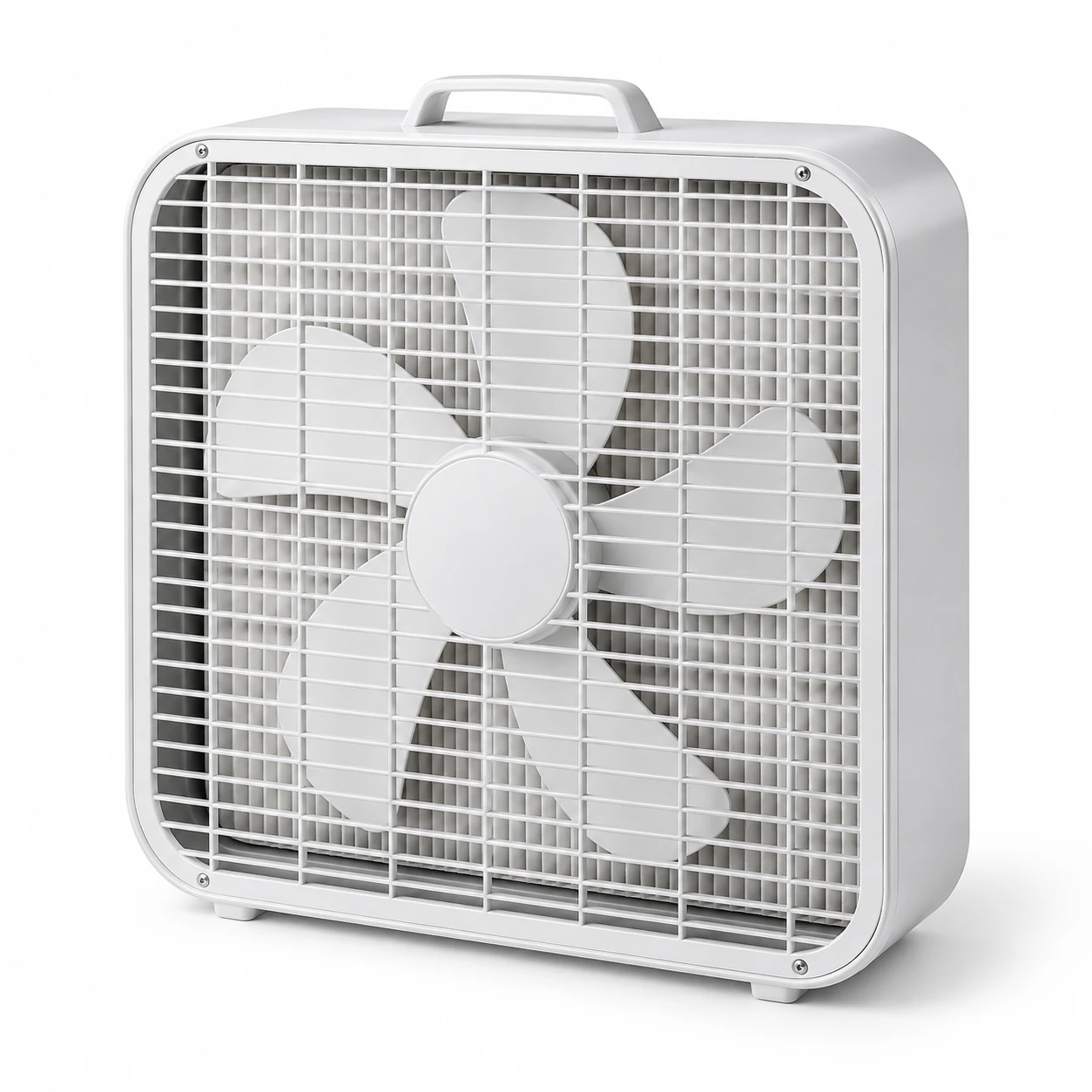 Studio image of a box fan and filter